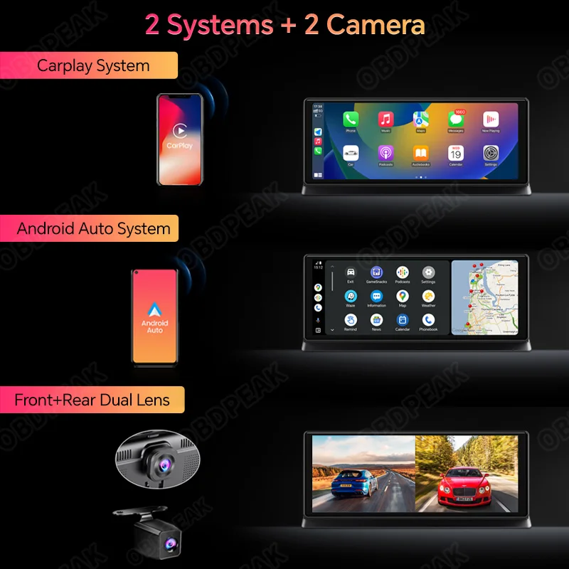 K2 Pro 11.3 "سيارة DVR 4K كاميرا لاسلكية Carplay أندرويد السيارات Ai شاشة داش كام المزدوج لين مسجل فيديو لتحديد المواقع والملاحة لوحة القيادة