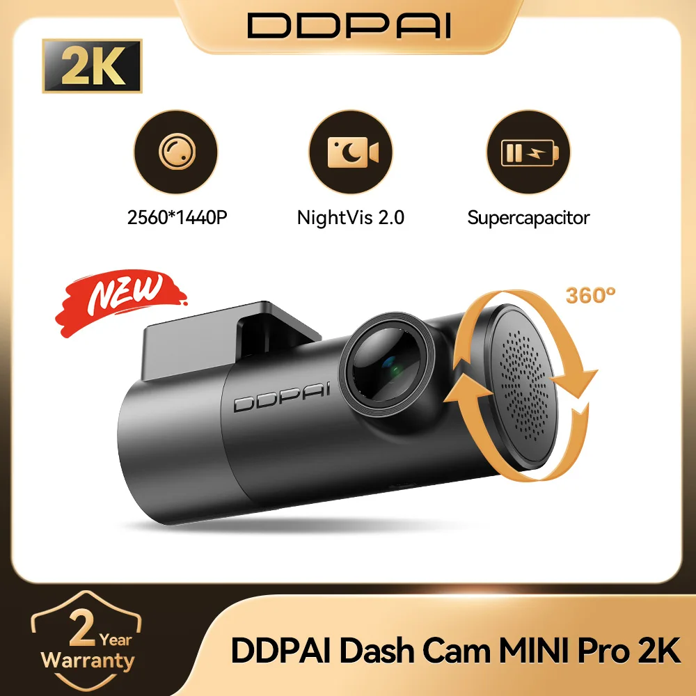 DDPAI MINI Pro 2K داش كام واي فاي جهاز تسجيل فيديو رقمي للسيارات للرؤية الليلية الذكية التحكم الصوتي دعم 24H شاشة ركن السيارة سيارة داش كاميرا مسجل