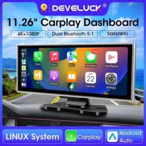 11.26 بوصة جهاز تسجيل فيديو رقمي للسيارات 4K داش كام عدسة مزدوجة لاسلكية Carplay و أندرويد مسجل فيديو تلقائي مراقب نظام تحديد المواقع والملاحة 5G واي فاي FM AUX