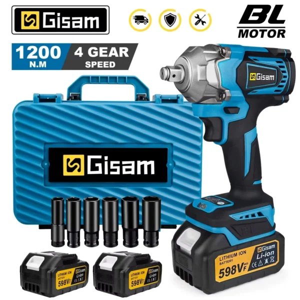Gasam 1200N.M عزم الدوران فرش مفتاح ربط كهربائي 1/2 بوصة مفتاح ربط لاسلكي مفك أداة السلطة لبطارية ماكيتا 18 فولت دبوس