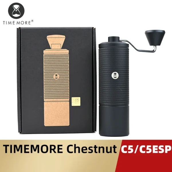 مطحنة قهوة يدوية TIMEMORE Chestnut C5/C5ESP، مطحنة إسبريسو محمولة، شفرات S2C مقاس 42 مم، سعة 25 جرام، مع إمكانية الضبط الدقيق