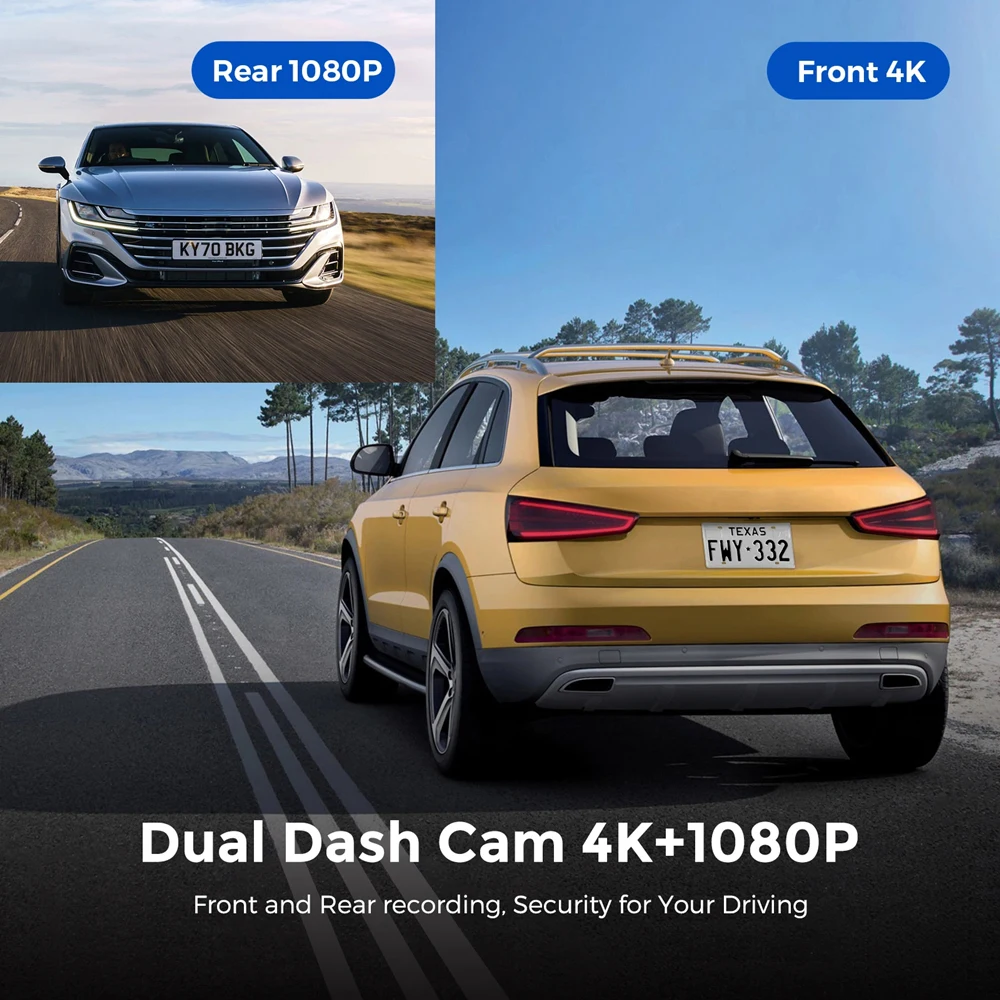UHD 4K WiFi داش كام عدسة مزدوجة مسجل قيادة جهاز تسجيل فيديو رقمي للسيارات اختياري 1080P عدسة خلفية كاميرا GPS 24H رصد وقوف السيارات الصندوق الأسود