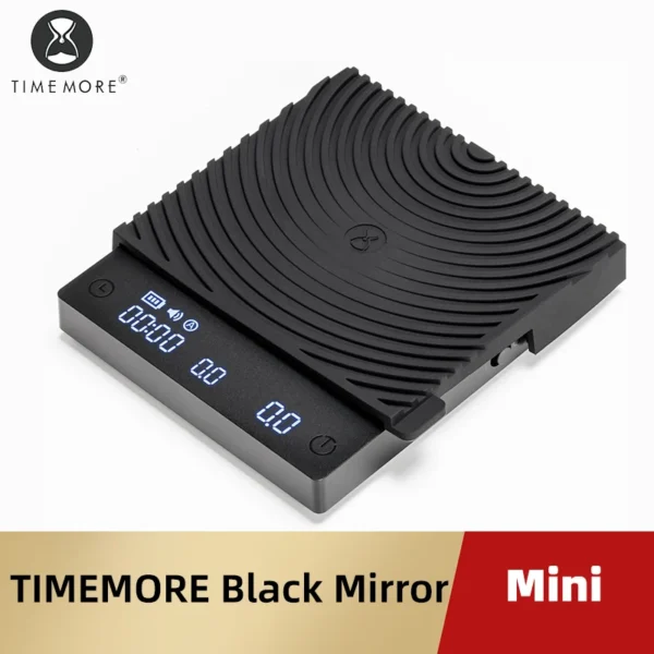 مقياس TIMEMORE مرآة سوداء صغيرة صب فوق مقياس الإسبريسو مع معدل تدفق التخمير ووسادة عزل الحرارة مقياس القهوة الإلكتروني