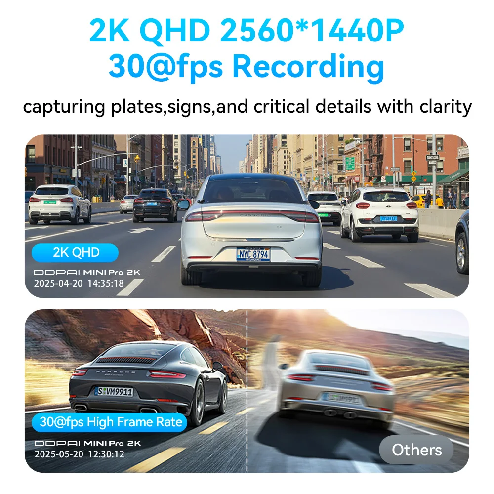 DDPAI MINI Pro 2K داش كام واي فاي جهاز تسجيل فيديو رقمي للسيارات للرؤية الليلية الذكية التحكم الصوتي دعم 24H شاشة ركن السيارة سيارة داش كاميرا مسجل