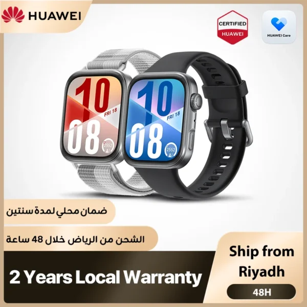 ساعة هواوي الذكية من سلسلة WATCH FIT 4، شاشة 1.82 بوصة، رياضات خارجية احترافية، عمر بطارية يصل إلى 10 أيام، تعمل بنظامي iOS وAndroid