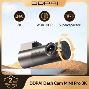 كاميرا لوحة القيادة DDPAI MINI Pro بدقة 3K HDR 1620P مع واي فاي ورؤية ليلية وتحكم صوتي ومراقبة على مدار 24 ساعة 143 °   FOV