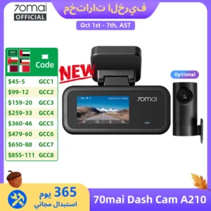 【جديد】كاميرا لوحة القيادة 70mai A210 بدقة 1080P مع رؤية ليلية HDR، تدعم مكثف فائق ثنائي القناة، نظام تحديد المواقع GPS مدمج، واي فاي 6، مراقبة وقوف السيارات على مدار 24 ساعة