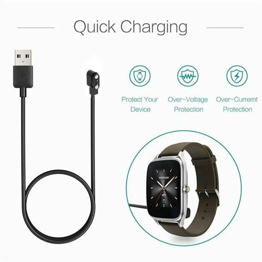 شاحن مغناطيسي عالمي لسوار المعصم الذكي ، إكسسوارات ساعة لسوار Miband 6 ، تباعد USB ثنائي الدبوس ، way ، 80