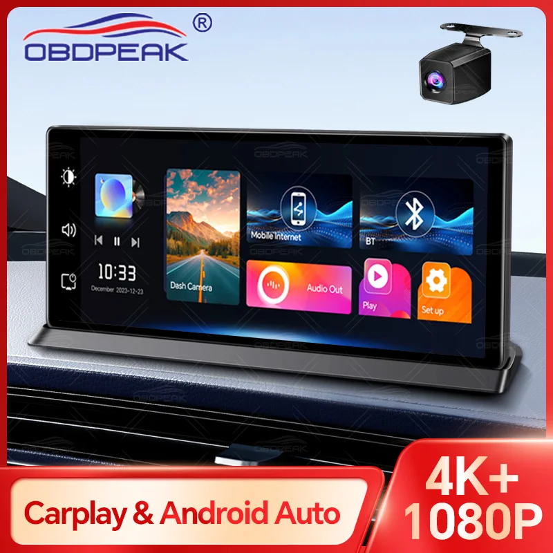 K2 Pro 11.3 "سيارة DVR 4K كاميرا لاسلكية Carplay أندرويد السيارات Ai شاشة داش كام المزدوج لين مسجل فيديو لتحديد المواقع والملاحة لوحة القيادة