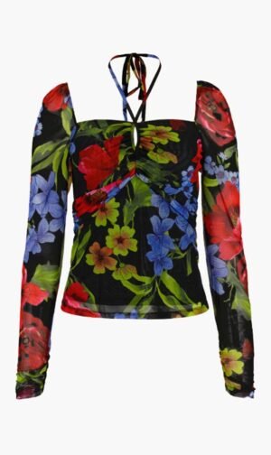 جس متعدد الألوان Floral Printed Blouse for للنساء