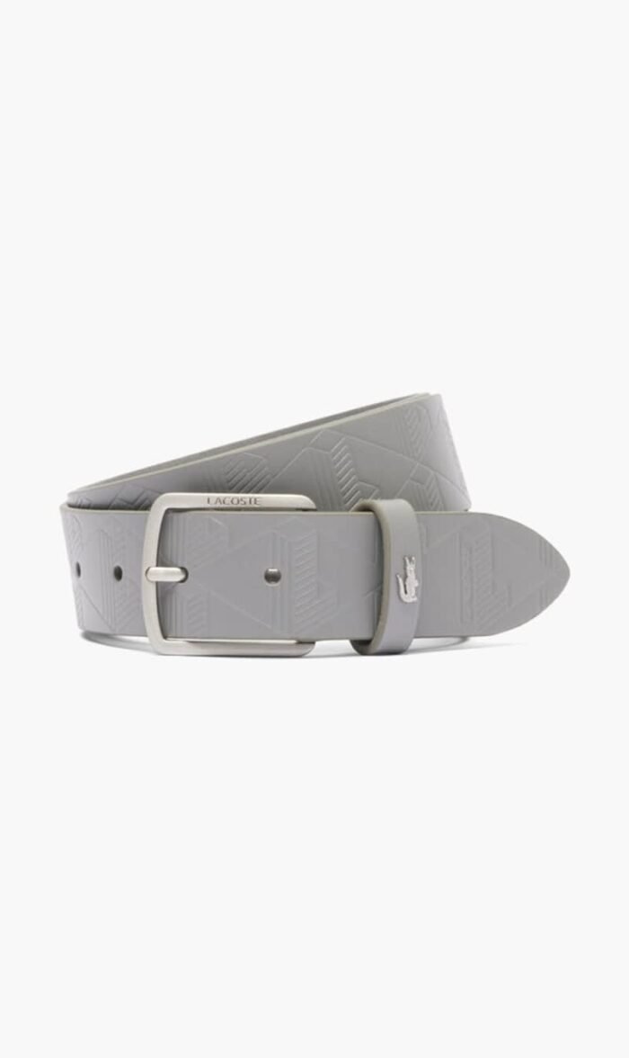 لاكوست رمادي Monogram Leather Belt for للرجال