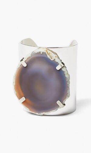 مايكل كورس فضي Dark Grey Agate Collar Necklace for للنساء