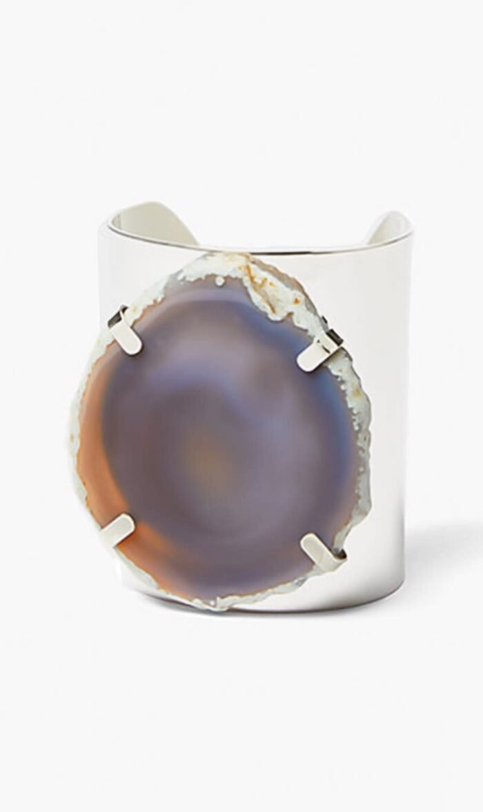 مايكل كورس فضي Dark Grey Agate Collar Necklace for للنساء