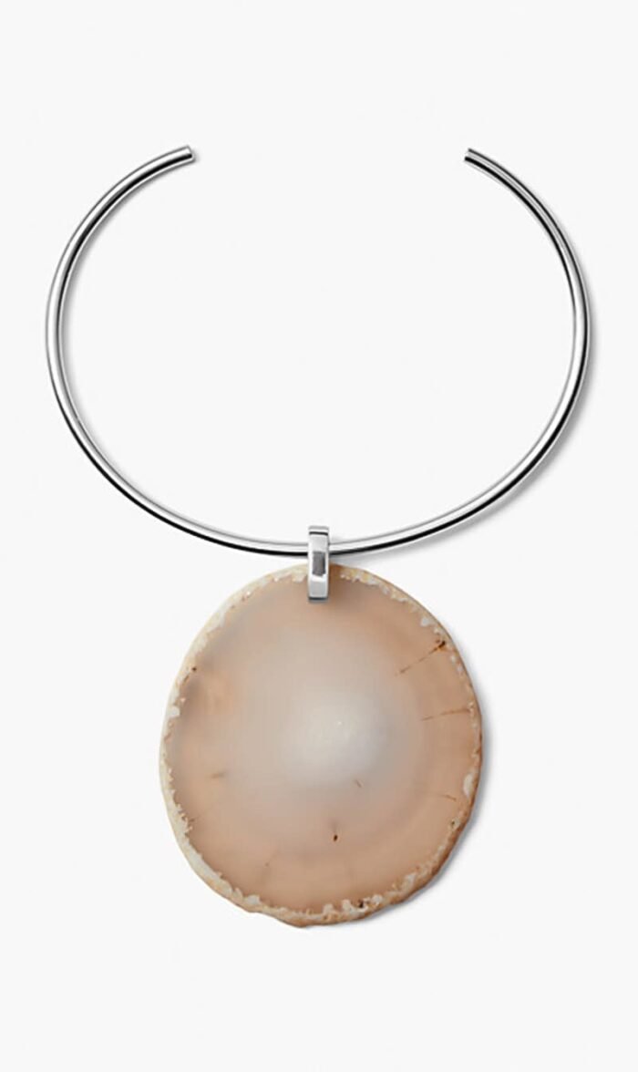 مايكل كورس فضي Taupe Agate Cuff Bracelet for للنساء