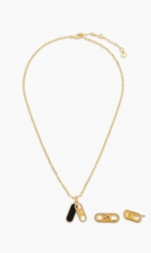 مايكل كورس ذهبي Premiun Pendant Necklace And Stud Earring Set for للنساء