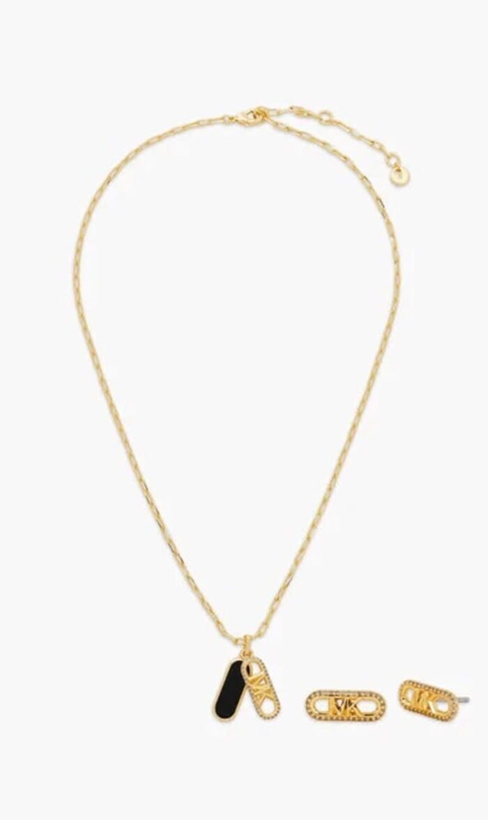 مايكل كورس ذهبي Premiun Pendant Necklace And Stud Earring Set for للنساء