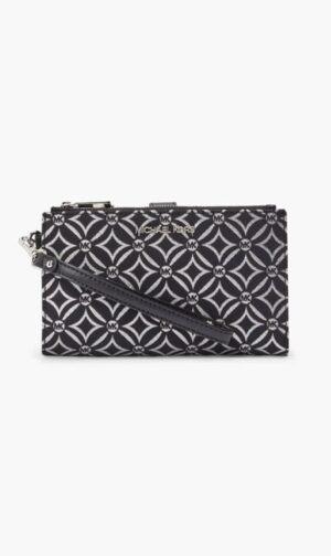 مايكل كورس أسود Jet Set Metallic Logo Jacquard Wristlet for للنساء