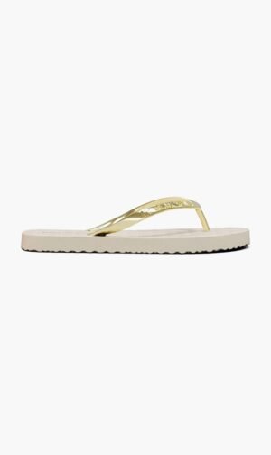 مايكل كورس أبيض Mk Logo Flip Flop for للنساء