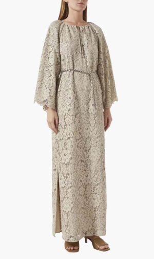 مايكل كورس بني Floral Lace V Neck Kaftan for للنساء