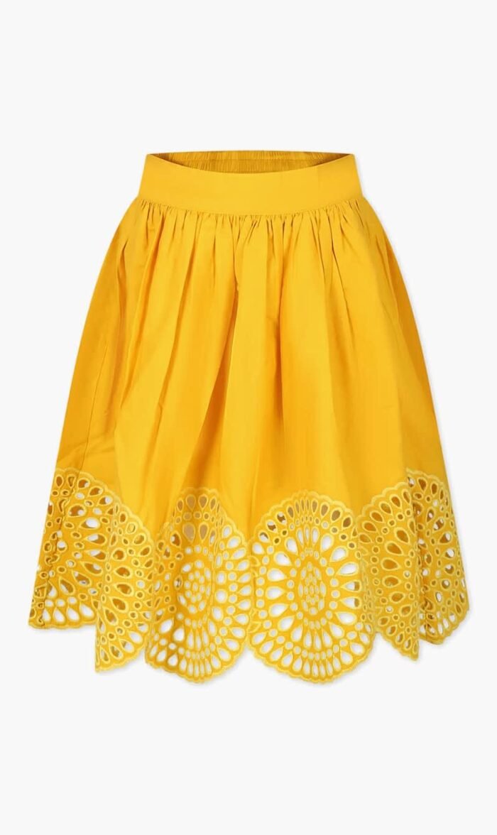 ستيلا مكارتني ذهبي Yellow Skirt for Girl With Macramé Lace for للبنات