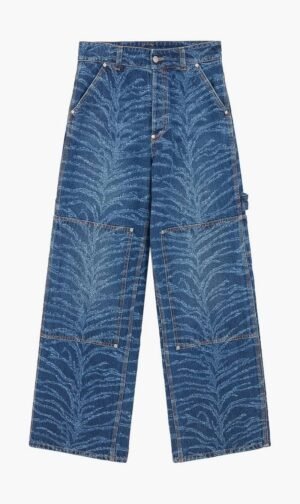ستيلا مكارتني أزرق Tiger Pattern High Rise Jeans for للنساء