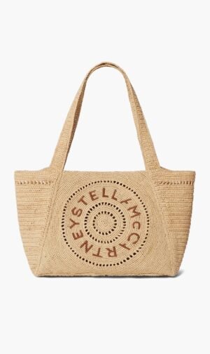 ستيلا مكارتني بيج Logo Small Crochet Raffia Tote Bag for للنساء