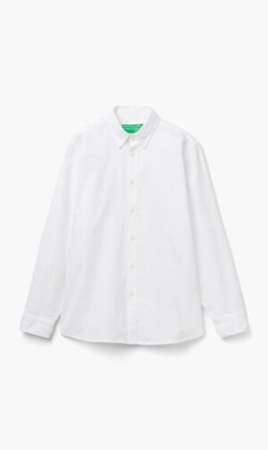 يونايتد كولورز أوف بينيتون أبيض Oxford Cotton Shirt for للرجال