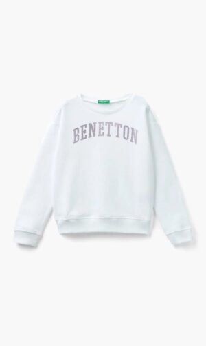 يونايتد كولورز أوف بينيتون أبيض Cotton Sweatshirt for للبنات