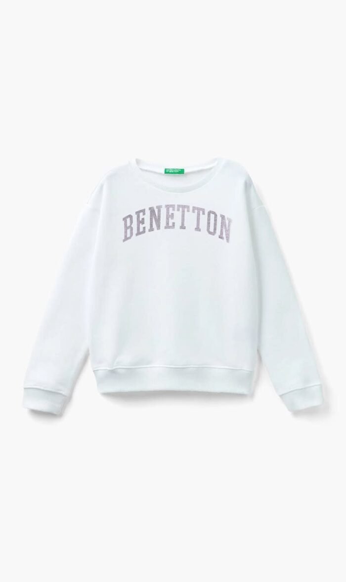 يونايتد كولورز أوف بينيتون أبيض Cotton Sweatshirt for للبنات