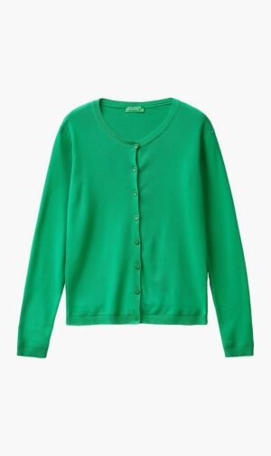 يونايتد كولورز أوف بينيتون أخضر Jersey Cardigan Sweater for للنساء