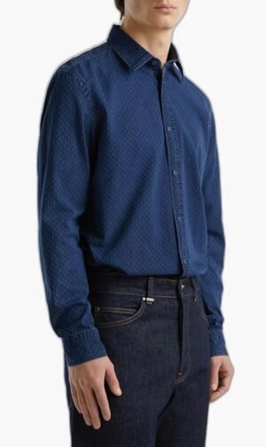 يونايتد كولورز أوف بينيتون أزرق Dobby Shirt for للرجال