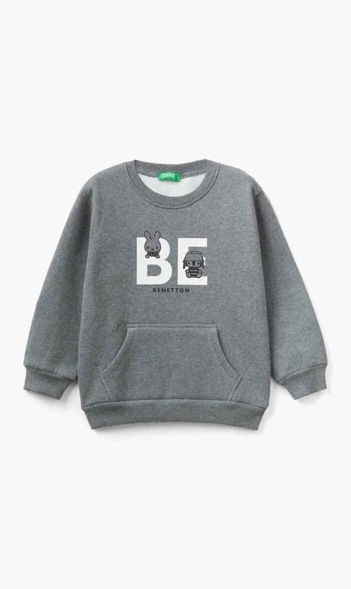 يونايتد كولورز أوف بينيتون رمادي Warm Kangaroo Pocket Sweatshirt for للأولاد