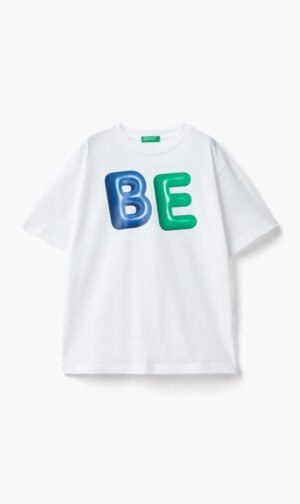 يونايتد كولورز أوف بينيتون أبيض Short Sleeves Cotton T-shirt for للأولاد