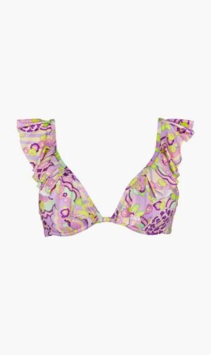 فيلبروكان أرجواني Flowers Lizzy Bikini Top for للنساء