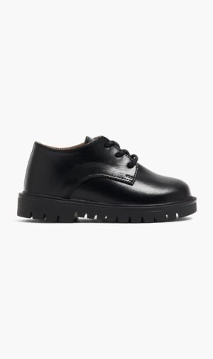بيبي ووكر أسود Leather Lace Up Shoes for للأولاد