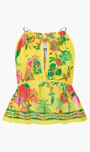 فارم ريو أصفر Delicate Fruit Garden Sleeveless Blouse for للنساء