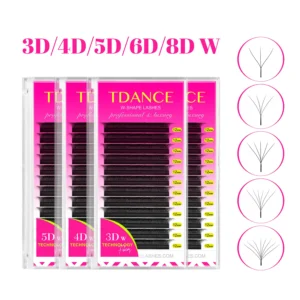 TDANCE 3D 4D 5D 6D مراوح مسبقة الصنع رمش تمديد ث نمط فو المنك الطبيعي لينة بلوم لاش التلقائي المزهرة حجم الرموش