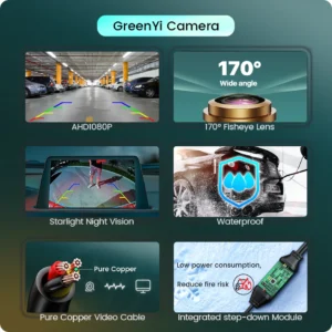 GreenYi AHD 1920x1080P كاميرا الرؤية الخلفية للسيارة 170 °   عدسة عين السمكة الذهبية عالية الدقة للرؤية الليلية كاميرات أمامية عكسية للسيارة G899