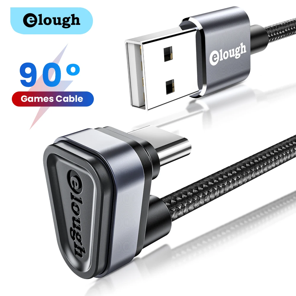 Elough USB نوع C كابل لسامسونج Xiaomi mi Redmi USB C كابل 2.4A شحن سريع الهاتف سلك بيانات نوع C 180 درجة USB C كابل