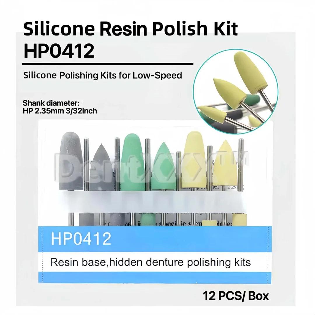 مجموعة أدوات تلميع الراتنج HP0412 مكونة من 12 قطعة للأدوات منخفضة السرعة، قطر ساق نوع HP 2.35 مم