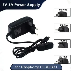 5 فولت 3A Raspberry Pi 3B + 3B مزود الطاقة مع زر التبديل محول الطاقة منفذ USB الصغير لـ Pi Zero 2 W Orange Pi Zero 3 LTS