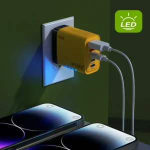إجمالي 240 واط GaN USB شاحن سريع نوع C متعدد المنافذ شاحن شحن الهاتف مع ضوء LED آيفون 15 برو سامسونج هواوي Xiaomi