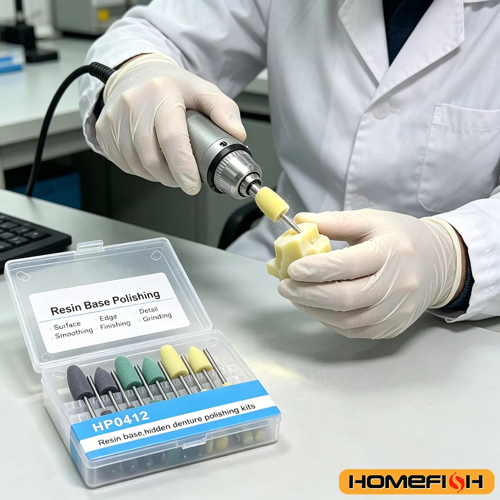مجموعة أدوات تلميع الراتنج HP0412 مكونة من 12 قطعة، ملحق طحن دوار بعمود HP لأدوات التلميع منخفضة السرعة