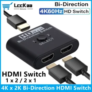 موزع ومبدل HDMI متوافق مع تقنية 4K، ثنائي الاتجاه 1x2/2x1، مبدل HDMI 2 في 1، مناسب لأجهزة PS4/3 وصندوق التلفزيون، محول ومبدل.