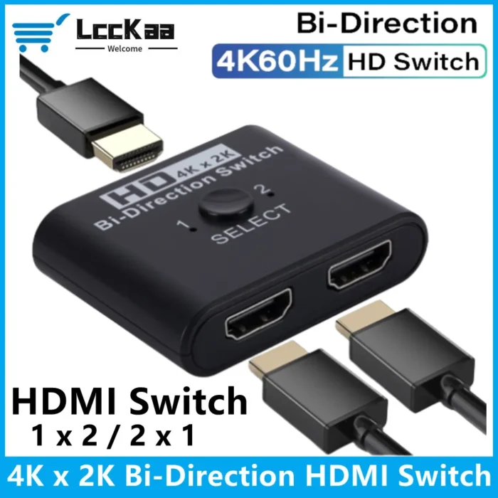 موزع ومبدل HDMI متوافق مع تقنية 4K، ثنائي الاتجاه 1x2/2x1، مبدل HDMI 2 في 1، مناسب لأجهزة PS4/3 وصندوق التلفزيون، محول ومبدل.
