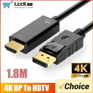 1.8 متر DP إلى كابل متوافق مع HDMI 4k DisplayPort إلى HD محول ذكر إلى أنثى DisplayPort إلى HDTV محول لشاشة العرض