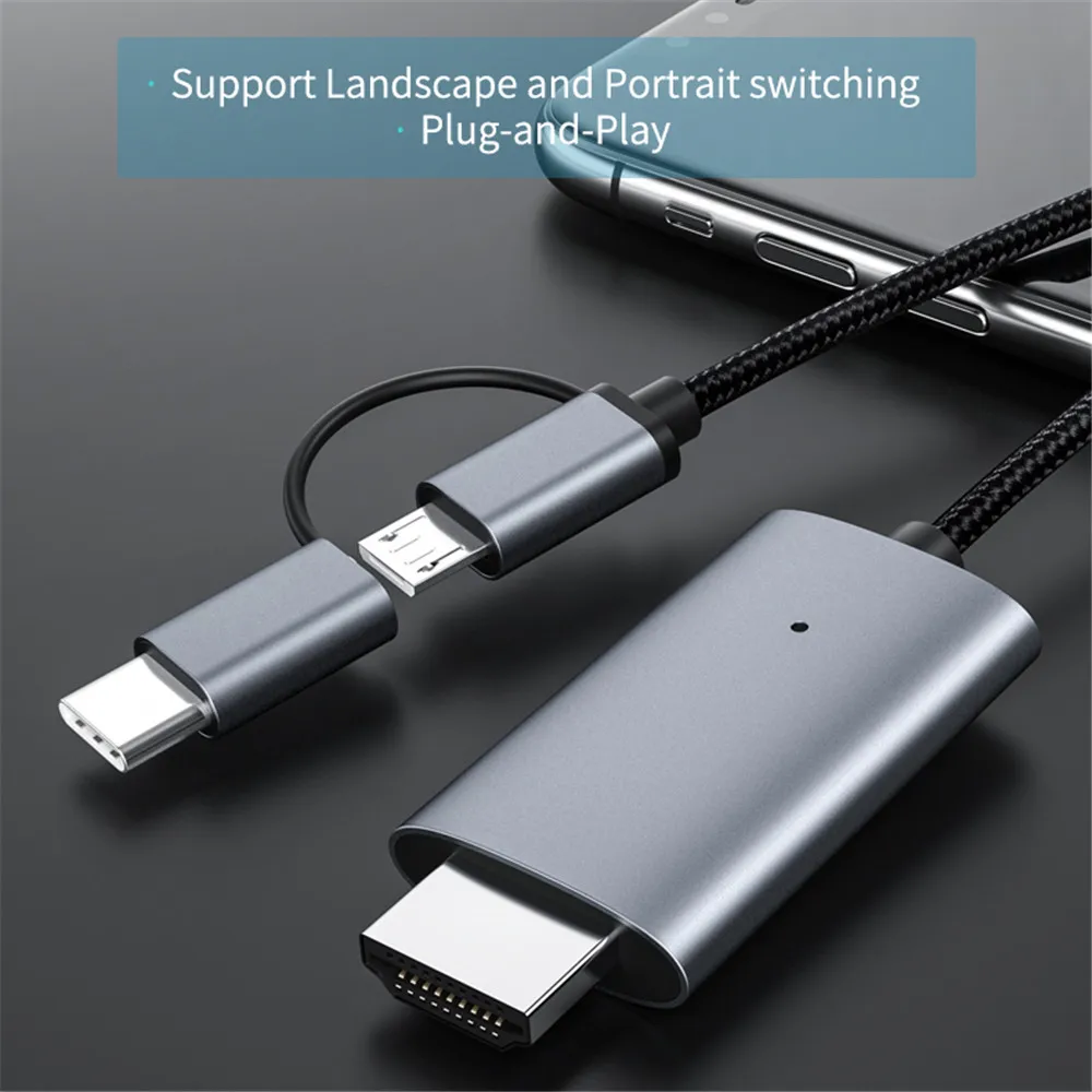 LD39 سلك HD تدفق عرض جهاز استقبال للتليفزيون دونغل مايكرو USB نوع C إلى كابل HDMI شاشة النسخ المتطابق للهاتف أندرويد اللوحي إلى التلفزيون