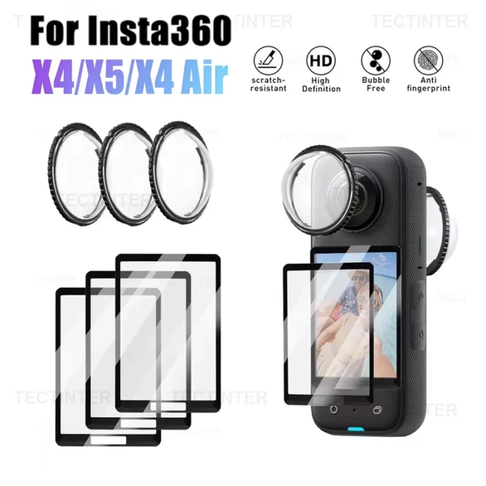 فيلم زجاج مقوى لـ Insta360 X4 X5 X4 Air، واقي شاشة مضاد للخدوش، غطاء حماية للعدسة، مجموعة حماية، إكسسوارات الكاميرا