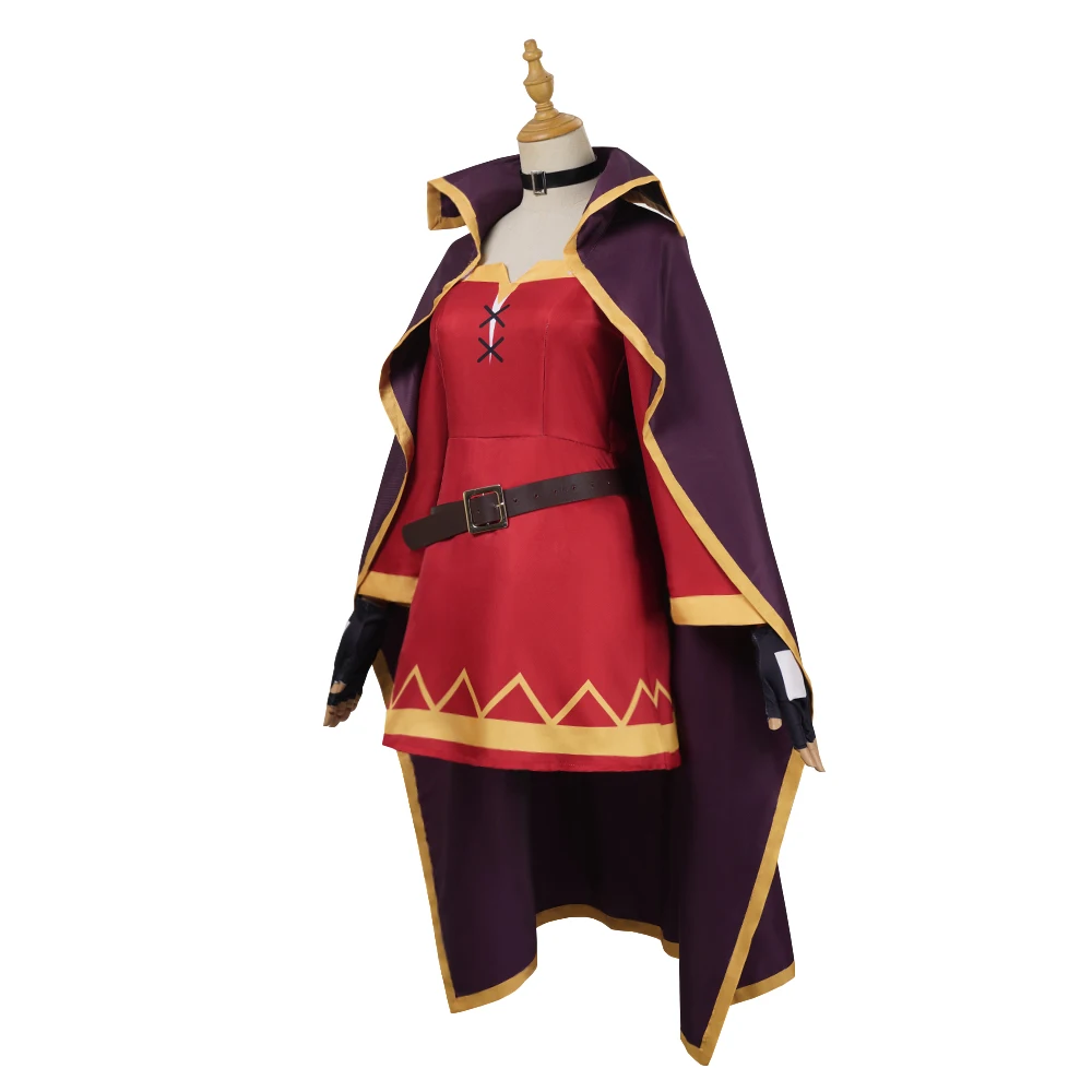 أزياء أنيمي Megumin التأثيرية للنساء فستان الساحرة ملابس Megumin Cos شعر مستعار أزياء الهالوين