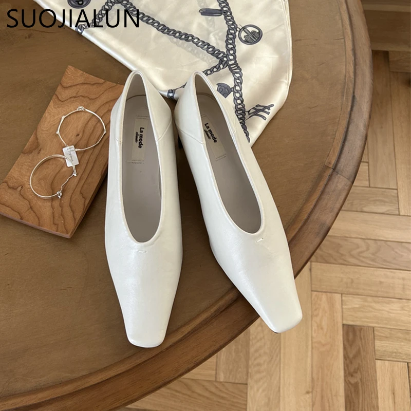 SUOJIALUN الخريف النساء مضخات أحذية موضة الضحلة الانزلاق على السيدات أنيقة حذا فردي للسيدات مربع عالية الكعب فستان في الهواء الطلق مضخات